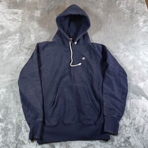 Champion Reverse Weave Hoodie Mens Medium Blue Pullover Sweatshirt